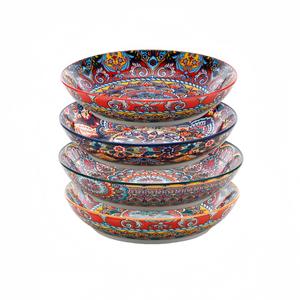 2pcs Round 8 Inch Plates Set, Floral Pattern Steak Plate, Dinner Plates, Fruit Plate, Salad Plate, Suitable for Kitchen & Restaurant, Dishwasher Microwave Safe