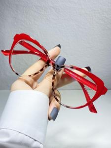 1 Pair Cat Eye Frame Eyeglasses, Minimalist Fashionable Trendy Frames Flat Glasses, Anti-Blue Light Eyeglasses For Everyday Use