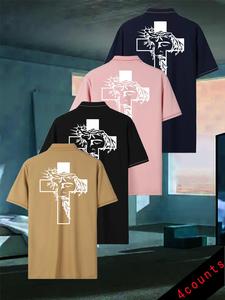 Men's Graphic Print Polo Shirt, Regular Fit Casual Short Sleeve Collared Top for Summer, Fashion Men's Clothes for Daily Wear