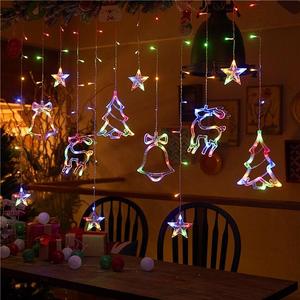 Christmas Themed Curtain Light, 1 Set USB Plug LED String Light, Decorative Light for Home Party Festival, Room Decor, Home Decor