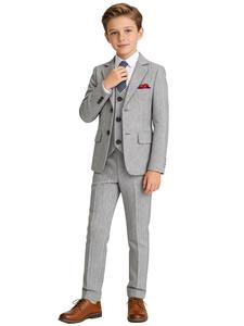 【 LUOBOKIDS 】 Boys' classic herringbone pattern autumn and winter thick formal suit 4-piece set, warm and stylish, birthday/wedding/ceremony/communion/performance dress (excluding shirt)