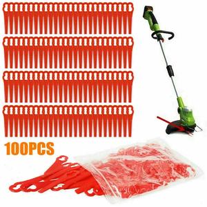 100pcs Plastic Blades Set Cutter Replace For Cordless Grass Trimmer Strimmer UK