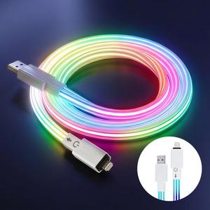 JOYTUTUS Colorful LED Data Cable Fast Charging & Data Transfer Type-C to Type-C USB to Lighting Interfaces Multiple Modes High Quality Durable Design Perfect Valentine's Day Gift