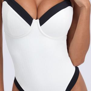 Boux Avenue Rivoli Monochrome Padded Swimsuit Ribbed Balconette One Piece Beachwear