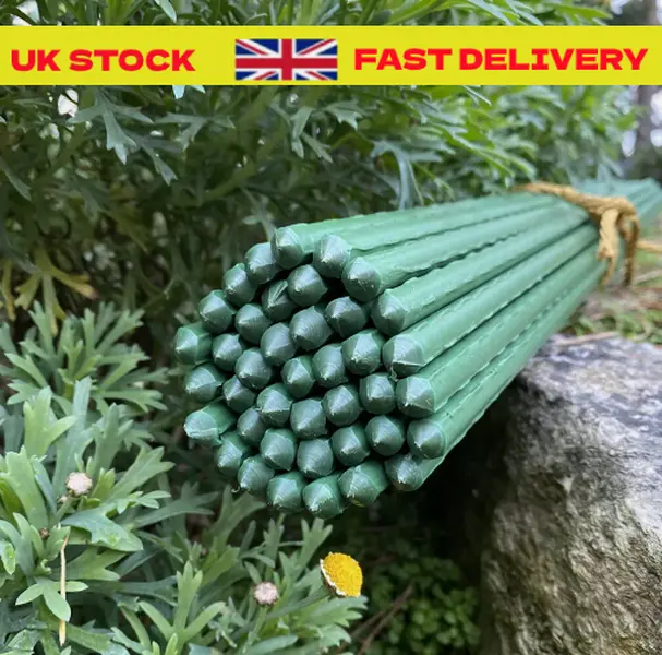 Set of 40 Plastic Coated Metal Garden Plant Support Sticks (140cm)