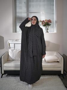 Women's Ditsy Floral Print Zipper Design Hooded Arabian Dress, Modest Bishop Sleeve Long Sleeve Maxi Muslim Dress, Muslim Clothing for Women, Modest Muslim Outfits