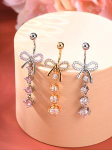 Women's Elegant Bowknot Design Belly Rings, Fashionable Belly Piercing Jewelry for Party, Daily Clothing Decor, Trendy All-match & Exquisite Jewelry for Birthday Gift