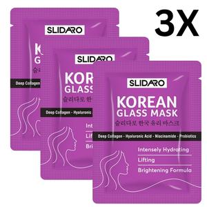 3 Collagen Facial Masks – SLIDARO Korean Glass Mask, Brightening & Hydrating Gel Mask with Probiotics, Moisturizing & Lifting Korean Skin Care Sheet Mask for Women & Men, Skincare Routine Essentials, Glass Skin Beauty Products Moisturizer Moisture