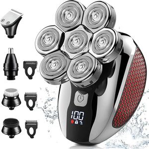 Multifunctional Electric Shaver for Men, 7D Bald Head Trimmer, 5-In-1 Hair Clipper, Rechargeable Wireless LED Display Razor Gift