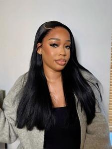 Wear and Go Glueless Wigs Human Hair Pre Plucked Pre Cut 5x5 HD Lace Closure Wigs Human Hair Straight Lace Front with Baby Hair Straight Human Hair Lace Frontal Wig for Beginners Natural Black 180% Density