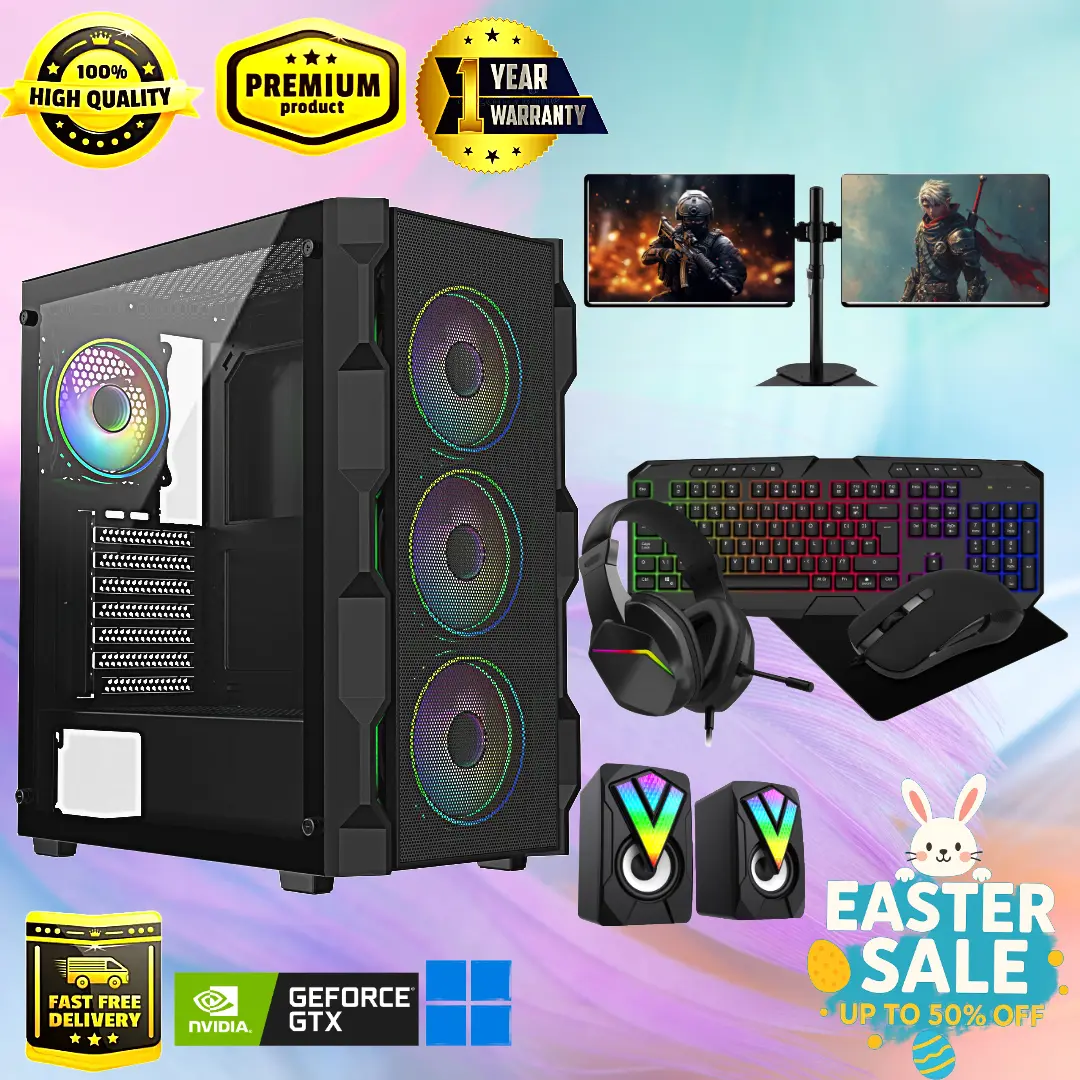 Savitar Gaming PC Savi5 Flash  Core I5  16GB  128GB SSD  1000GB HDD  Nvida GT720 2GB 22Inch Dual Monitor Bundle and Speakers Free budget intel set