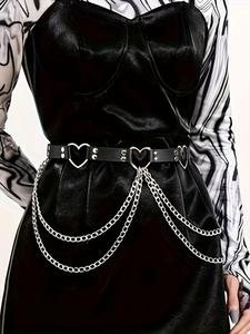 Women's Heart Decor Chain Belt, Fashionable Punk Style Waist Belt for Party, Daily Clothing Decor, Trendy All-match & Exquisite Belt for Birthday Gift, Gifts for Wife, New Punk Belt