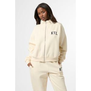 Kaiia KTL Logo Oversized Zip Up Sweatshirt Buttercream