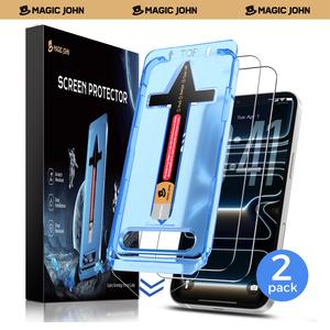 MAGIC JOHN 2-Pack Privacy Screen Protector for iPhone, Samsung & Google | Auto Alignment Kit | Anti-Spy Ultra Clear Tempered Glass | Anti-Scratch & Bubble-Free Install