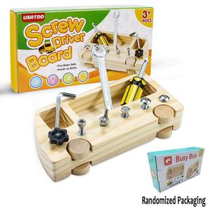 Wooden Screwdriver Board Set, 1 Box Montessori Busy Bus Toys for Fine Motor Skills, Puzzle Sensory Toys for Gifts