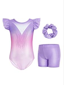 Gogokids Gymnastics Leotards for Girls, Toddler Ruffle Short Sleeve Dance Ballet Outfits Unitards Biketards with Shorts Dancewear Shorts