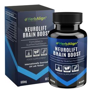 Herbalign NeuroLift Brain Boost | 1200mg per Serving 60 Nootropic Capsules | Ginkgo Biloba, Bacopa Monnieri, Phosphatidylserine, L-Theanine, Acetyl-L-Carnitine | UK Lab Tested for Cognitive Support Healthcare Fitness Dietary Vitamins Edible Supplement