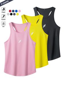 Men's Summer Casual Sports Tops, Sleeveless Muscle Fit Tank Top with Reflective Logo, Cool Breathable Quick-Dry Gym Shirt