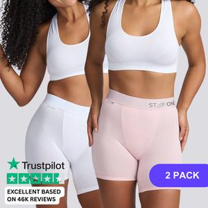 Step One Women's Anti-Chafe Body Shorts, 2 Pack, Neutral Colours Breathable Viscose Bamboo Fabric, Super Soft Waistband, Comfortable Everyday Wear Fits, Activewear Panties, Ladies Basic, Athletic, Indoor Womenswear, Underwear for All Seasons