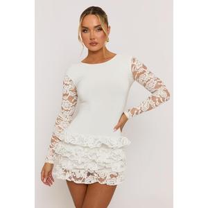 Brilliana Womenswear Rebellious Fashion Ruffle Lace Mini Dress