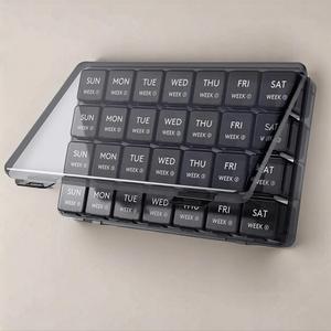 4 Week Monthly Pill Organizer, 1 Set 28-day Large Capacity Pill Storage Box, Portable Pill Organizer for Vitamin, Fish Oil, Supplement, Dustproof Medicine Organizer