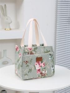 Floral Pattern Lunch Bag for Women, Portable Insulated Lunch Bag with Handle, Lunch Box Bag for Work, School, Travel, Picnic