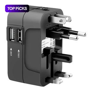 Universal Travel Adapter with 2 USB Ports 5v2.1a 10w, Ac Outlet 650w/110v 1300w/220v, No Voltage Conversion, Global Plug Adapter for Uk Eu Us Au