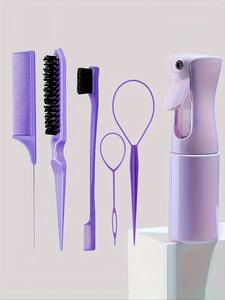 2024 New Hair Styling Comb Set, Hair Grooming Kit, Hairdressing Set, Including Hair Comb, Spray Bottle, Eyebrow Brush, Rat Tail Comb, Professional, Portable & Suitable Hair Salon Tools & Accessories for All Hair Types