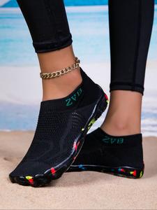 Women's Water Shoes with Wide Toe and EVA Sole, Elastic Knit Upper, Soft Comfortable Lightweight Swimming Shoes, Breathable Water Shoes, Water Footwear, Water Aqua Shoes