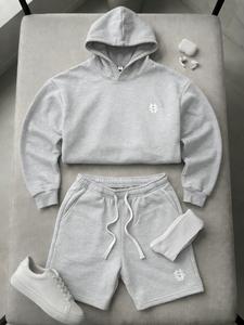 Men's 2-Piece Hooded Sweatshirt and Pants Set, Loose Embroidered Lazy Style Home Wear, Summer American High Street Casual