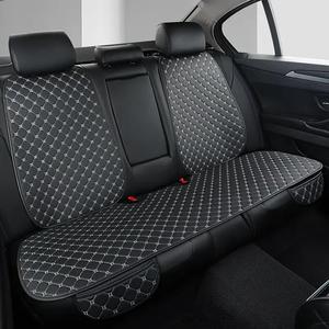 Car Rear Seat Cover, 1 Count Universal Car Rear Seat Protective Cushion Cover & 2 Counts Rear Backrest Cushions, Hand Embroidered PU Leather Waterproof Anti-dirty Seat Cover