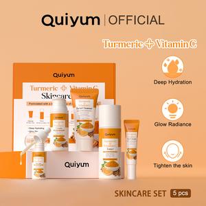 QUIYUM Turmeric Skincare Kit - 5-Piece Set with Facial Cleanser Toner Serum Eye Cream & Moisturiser for Intense Hydration Firms Skin & Boosts Radiance for Healthy Glow Hydrating