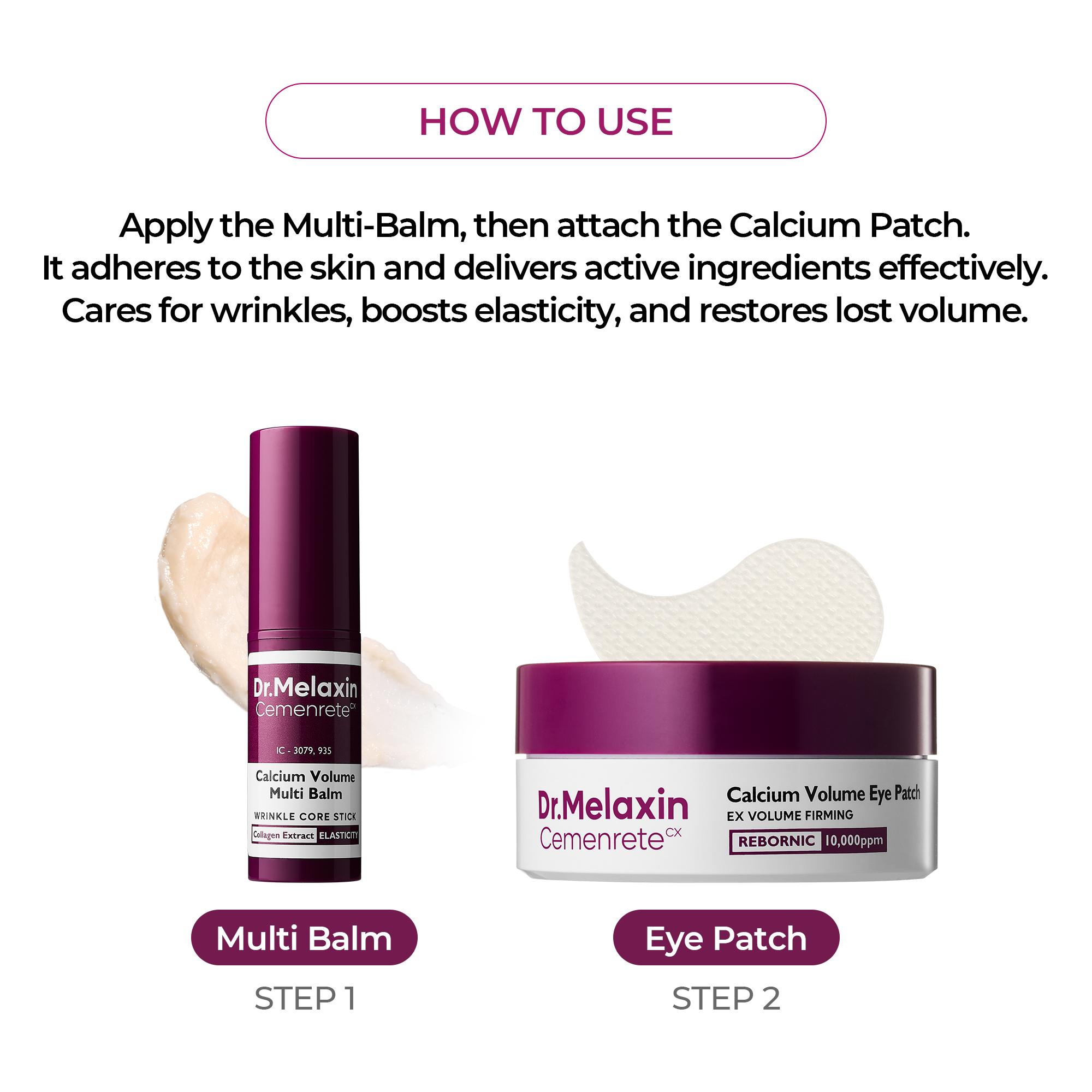 [Dr.Melaxin Official] Original Cemenrete Calcium Multi Balm + Hydrogel Eye Patch (60 Patches) | All-in-One Firming, Hydrating & Eye Care Routine | Collagen & Elastin | Korean Skincare