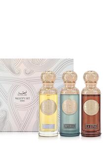 Gissah Valley's Set UK | 3 x 50ml Luxury Perfumes: Hudson Valley, Imperial Valley & La Luna Valley | Includes 3 FREE Gissah Gift Bags + Samples with 2+ | Fruity Amber, Oud, Gourmand Scents | Exclusive at Al Rashid Galleria | Free UK Delivery