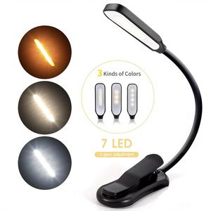 LED Book Light, 3 Color Temperature Clip-on Bookmark Light, 360 Degree Rotating Rechargeable Light for Night Reading and Traveling, Table Lamp
