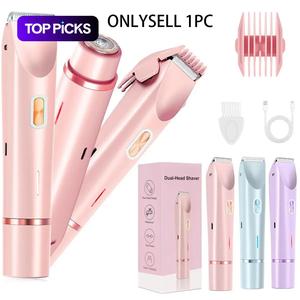 2in 1 Electric Shaver, Dual-Head Hair Removal, Women Bikini Trimmer, Designed for Full Body Hair Removal, USB Charging, Convenient to Carry, Gentle Touch, Electric Hair Trimmer and Razors for Bikini, Armpit, Leg and Body Hair Removal