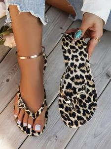 Women's Fashion Leopard Print Slides, Casual Comfortable Flat Sandals for Summer, Lightweight Breathable Shoes for Beach Vacation, Footwear