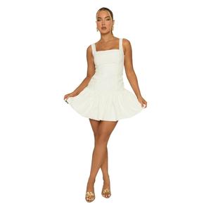 Colmar Womenswear Rebellious Fashion Woven Square Neck Ruffle Hem Mini Dress