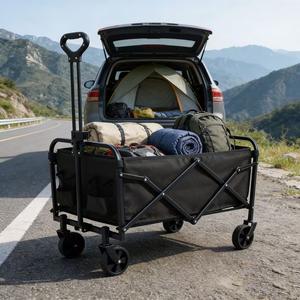 Durable Heavy-Duty Material Handling Cart, Portable Foldable Four-Wheel Camping Cart, Multi-Purpose Hand Truck for Shopping, Beach, Camping, Folding Cart with Wheels