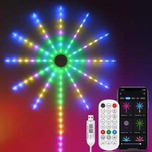 RGBIC Firework Light, USB Powered 360 Degree LED Light String, Waterproof Smart APP Control LED Light, Decorative Light for Party, Indoor & Outdoor