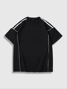 Men's Patchwork Striped Print Tee, Regular Fit Casual Short Sleeve T-shirt for Summer, Men's Top for Daily Wear, Tropical