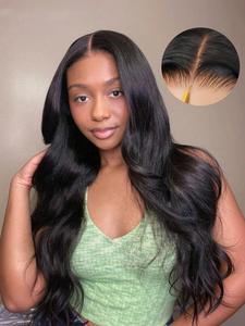 16-34inch Black Body Wave Wig 5x5 Lace Human Hair - Pre Cut Lace Pre Plucked Hairline Tiny Konts Natural Black 5x5 Lace Transparent Lace Closure Glueless Wig Beginner Friendly No Glue Needed