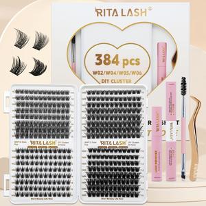 Eyelash Extension Kit, 1 Box Individual False Eyelashes with Eyelash Bond and Seal & Remover & Tweezers & Brush, Eye Makeup Enhancement Tool for Women, Cosmetic