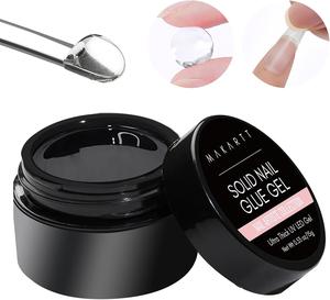 Makartt 15g Clear Solid Nail Glue Gel - Ultra Strong Adhesive 3 in 1 for 3D Nail Gel,Press On Nails, Non-Stick Hands Hard for Acrylic Nails,Curing Needed