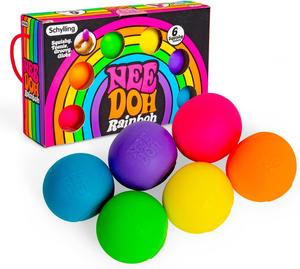 Schylling Rainboh Teenie NeeDoh Fidget Toy - 6 Rainbow Stress Balls for Kids & Adults - Non-Toxic Dough-Like Material - Ideal for ADD ADHD OCD Autism Anxiety - Sensory Play & Mindfulness Activity - Suitable for 3+ Years