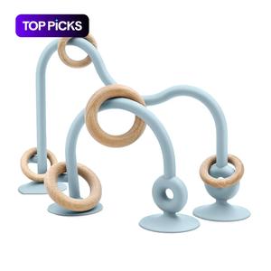 Baby Teething Toy, 1 Set Silicone Baby Teether Toy, Montessori Sensory Highchair Toy, Suction Toys for Babies
