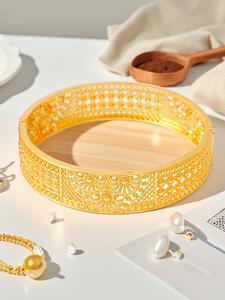 Dubai Gold Plated Women's Fashion Hollow Bracelet, Handmade Luxury Ethnic Style, African Nigeria Wedding Gift, Casual Cuff Jewelry
