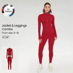 GLOWMODE 2PCS Slim-It BBL Jacket and 24"&28“ Crossover Yoga Leggings Set Daily UK