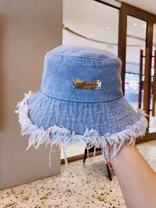 Spring Summer Fit Sun Protection Solar Defense Denim Fisherman Hat, Large Brim Casual Versatile Japanese Style Bucket Hat, Washed Jean Fishing Cap for Women