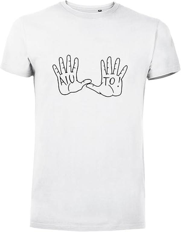 T-Shirt Unisex Design Mani 'Aiuto' in Cotone di Alta Qualità con Stampa Artistica Bianco e Nero per Look Casual e Distintivo
